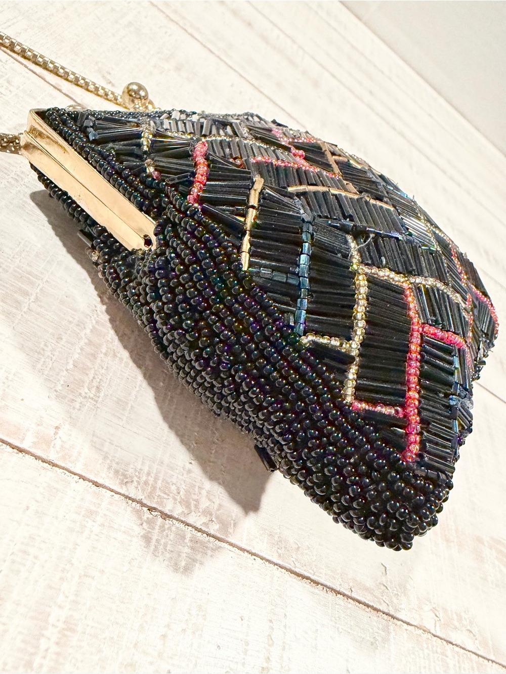 Vintage La Regale Beaded Coin Purse Crossbody Mini Clutch Gatsby Art Deco Formal - Picture 7 of 15